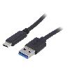 Cable - Connectique Pour Peripherique Cable- USB 3.0- USB A prise.USB C prise- nickele- 0.5m- noir