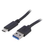 Cable - Connectique Pour Peripherique Cable- USB 3.0- USB A prise.USB C prise- nickele- 0.5m- noir