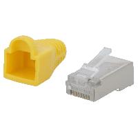 Cable - Connectique Pour Peripherique Connecteur RJ45 male Cat.5e avec protection - Jaune