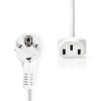 Cable - Connectique Pour Peripherique NEDIS Power Cable - Schuko Male Angled - IEC-320-C13 - 1.8 m - Blanc