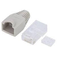 Cable - Connectique Pour Peripherique Prise male RJ45 Cat.5e avec manchon - gris Cable - Connectique Pour Peripherique Prise male RJ45 Cat.5e avec manchon - gris