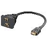 Cable - Connectique Pour Peripherique Repartiteur de signal HDMI femelle x2.HDMI male 0.1m noir