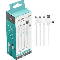 Cable - Connectique Telephone Cable 3 connectiques USB type C et adaptateur USB A SD