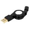 Cable - Connectique Telephone Cable USB 2.0 retractable USB A male USB B micro male 0.75m - Noir