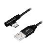 Cable - Connectique Telephone Cable USB 2.0 USB A male USB B micro prise male angulaire 1m - Noir