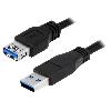 Cable - Connectique Telephone Cable USB 3.0 USB A femelle USB A male 2m - Noir