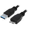 Cable - Connectique Telephone Cable USB 3.0 USB A male USB B micro prise male 1m - Noir