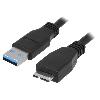 Cable - Connectique Telephone Cable USB 3.0 USB A male USB B micro prise male 2m - Noir