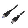 Cable - Connectique Telephone Cable USB 3.0 USB A male USB B prise male 1m - Noir