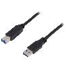 Cable - Connectique Telephone Cable USB 3.0 USB A male USB B prise male 2m - Noir