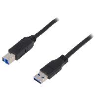 Cable - Connectique Telephone Cable USB 3.0 USB A male USB B prise male 2m - Noir