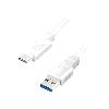 Cable - Connectique Telephone Cable USB 3.0 USB A male USB C male 0.15m - Blanc