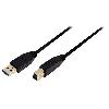 Cable - Connectique Telephone Cable USB 3.0USB A male USB B prise male 3m - Noir