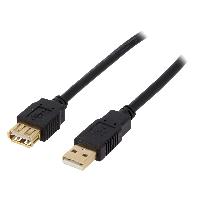 Cable - Connectique Telephone Cable USB A 2.0 femelle.male 3m noir