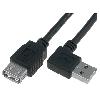 Cable - Connectique Telephone Cable USB A 2.0 femelle.USB A male angulaire 1.8m noir
