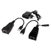 Cable - Connectique Telephone Extenseur USB DC 1.3-3.5 femelle RJ45 femelle USB A femelle - 100m