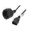 Cable D'alimentation Cable- CEE 7-3 -F- male.IEC C14 male- 1m- noir- PVC- 3G0.75mm2