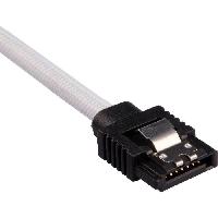 Cable D'alimentation CORSAIR Cable gaine Premium SATA 6Gbps Blanc 60cm Droit - -CC-8900253-