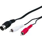 Cable DIN 5pin male vers double RCA male - 1.5m