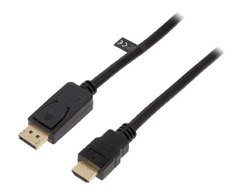 Cable - Connectique Tv - Video - Son Cable DisplayPort 1.2 prise male HDMI prise male 3D 4K 5m - Noir