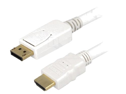 Cable - Connectique Pour Peripherique Cable DisplayPort male HDMI male 2m - Blanc