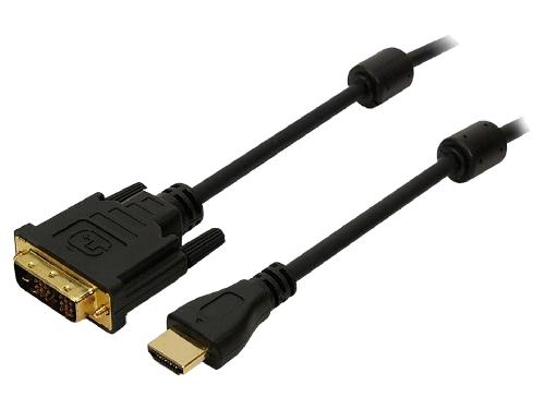 Cable - Connectique Pour Peripherique Cable DVI-D -18+1- male HDMI male 2m - Noir