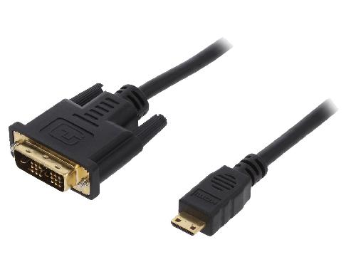 Cable - Connectique Pour Peripherique Cable DVI-D -18+1- male mini HDMI male 1m - Noir