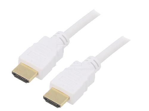 Cable - Connectique Pour Peripherique Cable HDCP 2.2 HDMI 2.0 male des deux cotes 0.5m blanc