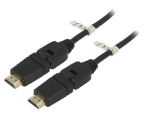Cable - Connectique Pour Peripherique Cable HDCP 2.2 HDMI 2.0 male mobile 360o des deux cotes - 5m
