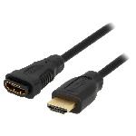 Cable HDMI 1.4 femelle HDMI prise male 1m - Noir