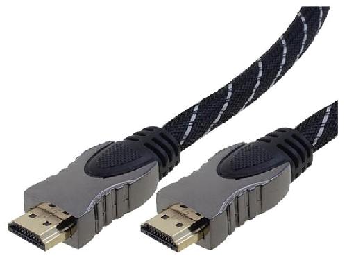 Cable - Connectique Pour Peripherique Cable HDMI 1.4 male des deux cotes 3m gris-noir