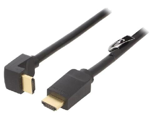 Cable - Connectique Pour Peripherique Cable HDMI 2.0 prise male HDMI prise male 90o UHD 4K 3D 3m - Noir