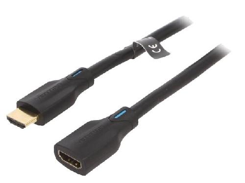 Cable - Connectique Pour Peripherique Cable HDMI 2.1 femelle HDMI prise male 4K 3D UHD 1m - Noir