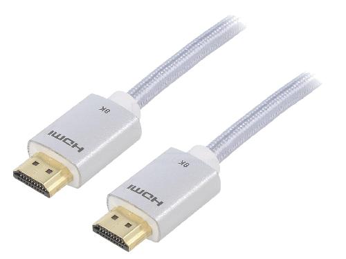 Cable - Connectique Pour Peripherique Cable HDMI 2.1 male des deux cotes 3m argent