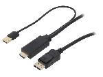 Cable - Connectique Pour Peripherique Cable HDMI vers DisplayPort avec cable d'alimentation USB 1m - Noir