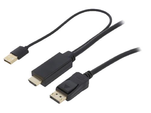 Cable - Connectique Pour Peripherique Cable HDMI vers DisplayPort avec cable d'alimentation USB 1m - Noir