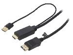 Cable - Connectique Pour Peripherique Cable HDMI vers DisplayPort avec cable d'alimentation USB 2m - Noir