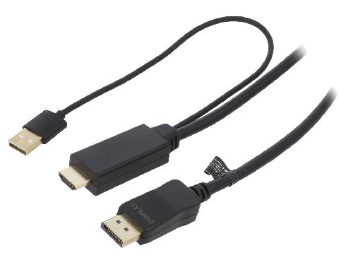 Cable - Connectique Pour Peripherique Cable HDMI vers DisplayPort avec cable d'alimentation USB 2m - Noir
