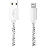 Cable iPhone 5 6 cuir tresse argent MOXIE