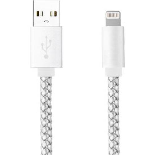 Cable - Connectique Telephone Cable iPhone 5 6 cuir tresse argent MOXIE