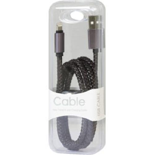 Cable - Connectique Telephone Cable iPhone cuir tresse noir - Moxie