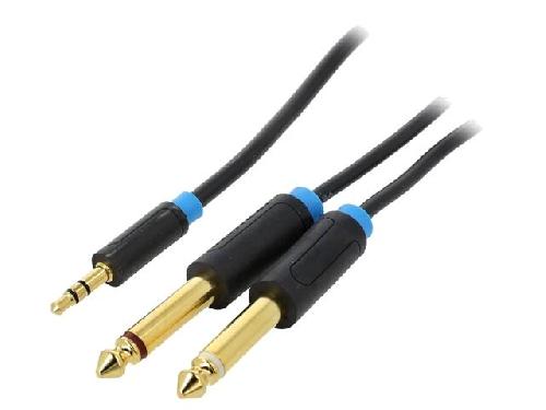 Cable - Connectique Pour Peripherique Cable Jack 3.5mm 3pin Male 2x Jack 6.3mm Male 1m