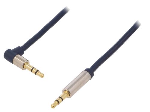 Cables Jack Cable Jack 3.5mm 3pin male Jack 3.5mm 3pin prise male angulaire 0.75m - Bleu Fonce