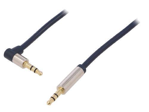 Cables Jack Cable Jack 3.5mm 3pin male Jack 3.5mm 3pin prise male angulaire 1m - Bleu Fonce