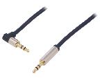 Cables Jack Cable Jack 3.5mm 3pin male Jack 3.5mm 3pin prise male angulaire 3m - Bleu Fonce