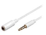 Cables Jack Cable- Jack 3.5mm 4pin socle.Jack 3.5mm 4pin prise- 2m- blanc