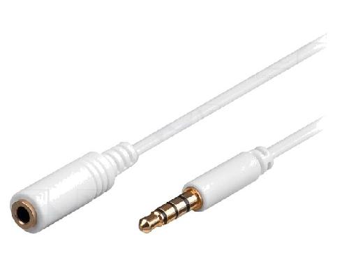 Cables Jack Cable- Jack 3.5mm 4pin socle.Jack 3.5mm 4pin prise- 2m- blanc