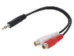 Cables Jack Cable Jack 3.5mm male RCA femelle x2 200mm - Noir