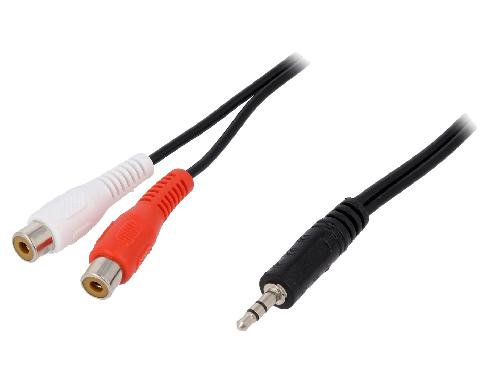 Cables Jack Cable Jack 3.5mm male RCA femelle x2 5m - Noir