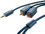 Cable Jack - Rca Cable Jack 3.5mm prise. RCA prise x2- dore- bleu- 3m